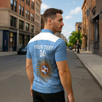 Custom Argentina Football Zipper Polo Shirt Vamos La Albiceleste Blue Version LT14