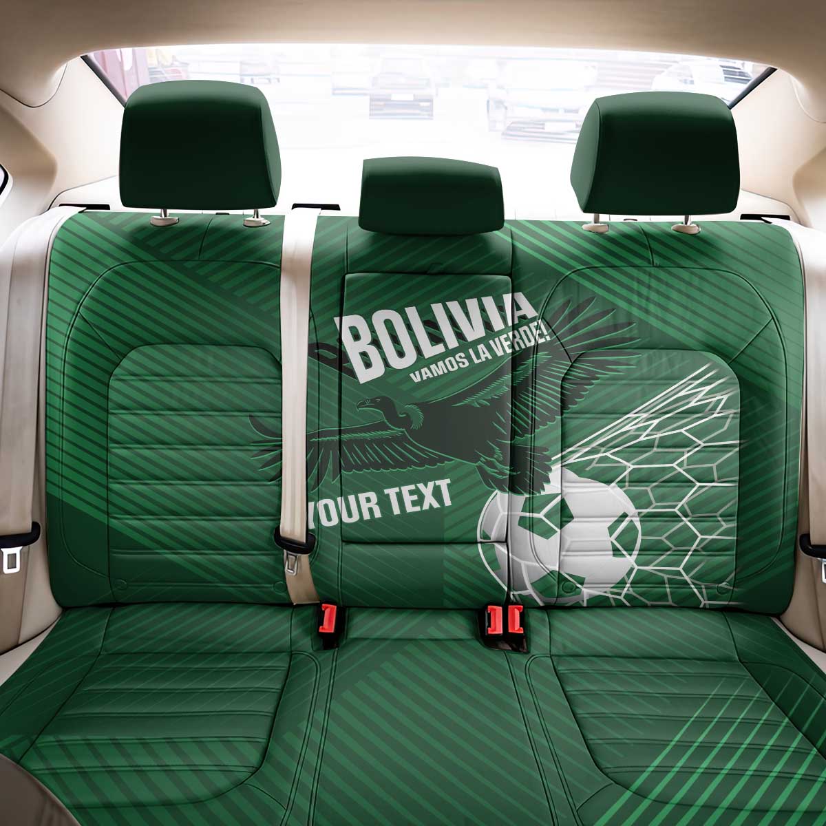 Custom Bolivia Football Back Car Seat Cover Vamos La Verde - Wonder Print Shop