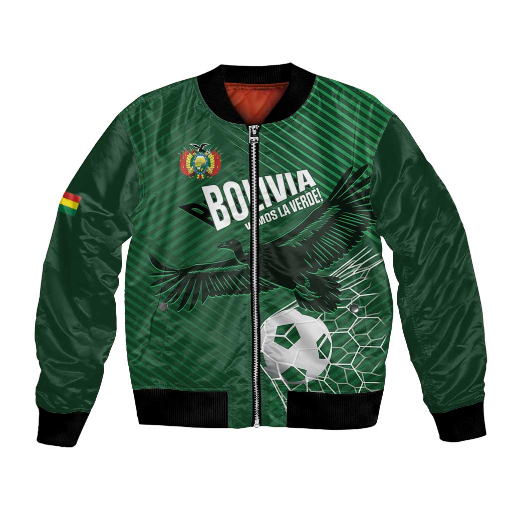 Custom Bolivia Football Bomber Jacket Vamos La Verde - Wonder Print Shop