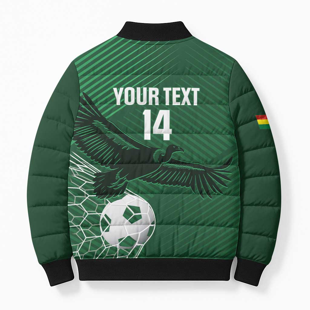 Custom Bolivia Football Bomber Puffer Jacket Vamos La Verde - Wonder Print Shop