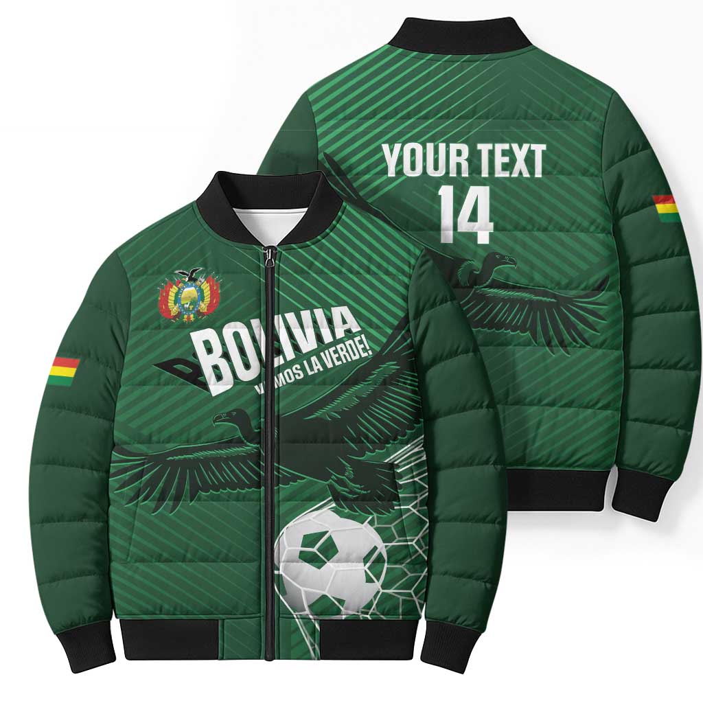 Custom Bolivia Football Bomber Puffer Jacket Vamos La Verde - Wonder Print Shop