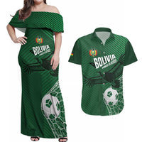 Custom Bolivia Football Couples Matching Off Shoulder Maxi Dress and Hawaiian Shirt Vamos La Verde - Wonder Print Shop