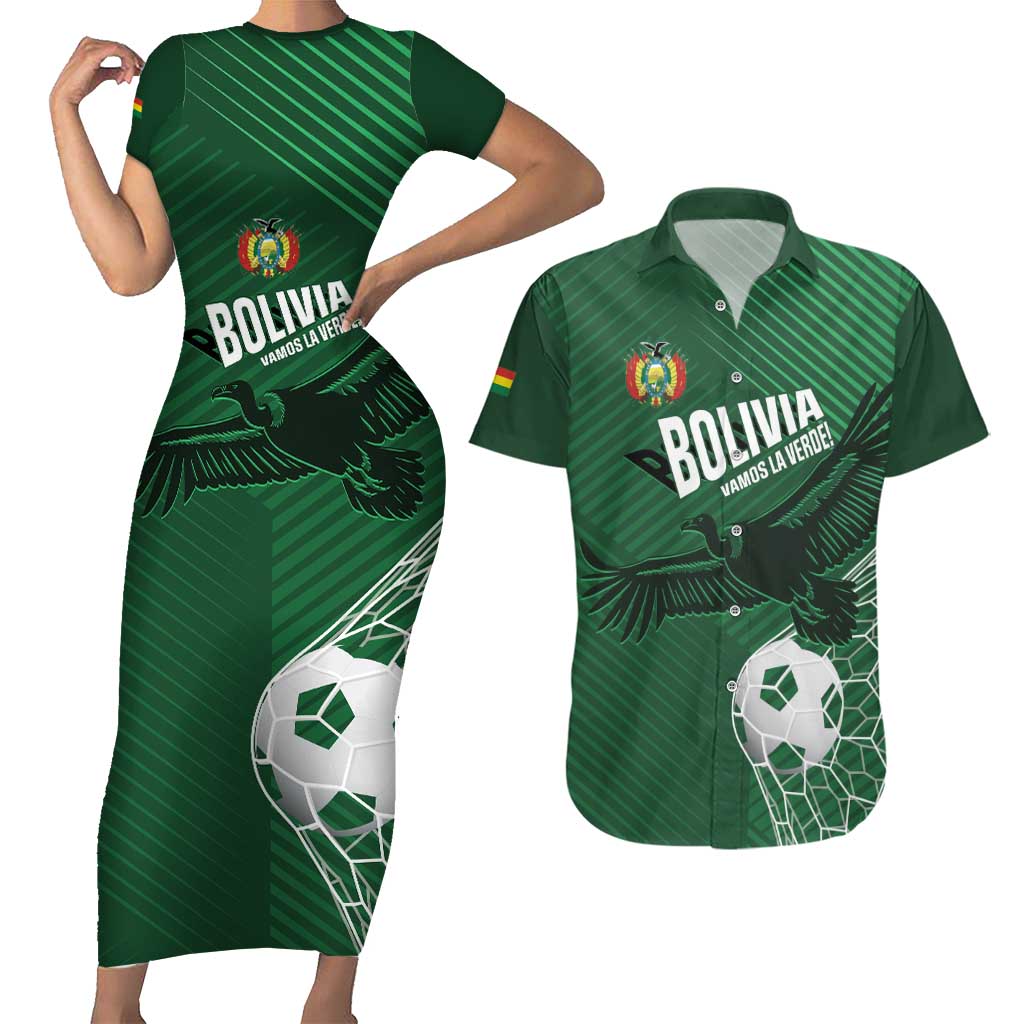 Custom Bolivia Football Couples Matching Short Sleeve Bodycon Dress and Hawaiian Shirt Vamos La Verde - Wonder Print Shop