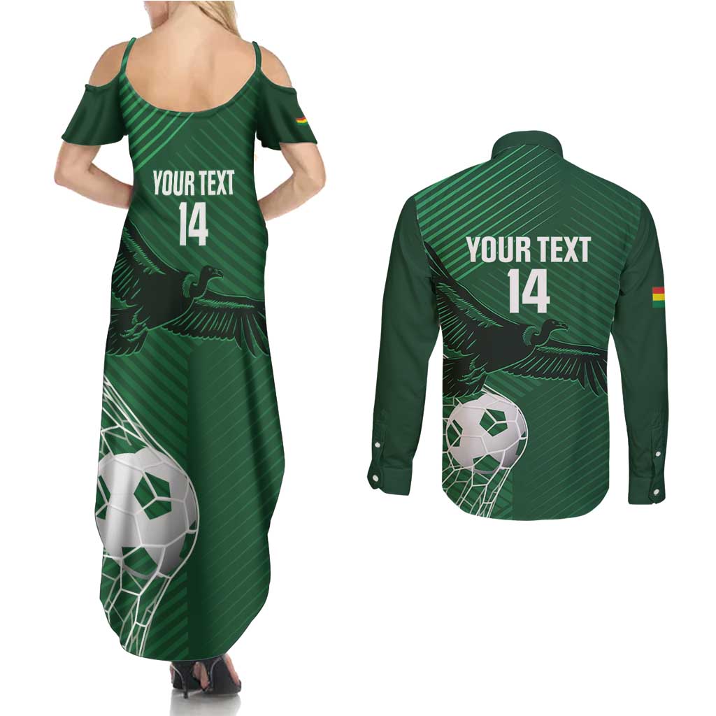 Custom Bolivia Football Couples Matching Summer Maxi Dress and Long Sleeve Button Shirt Vamos La Verde - Wonder Print Shop