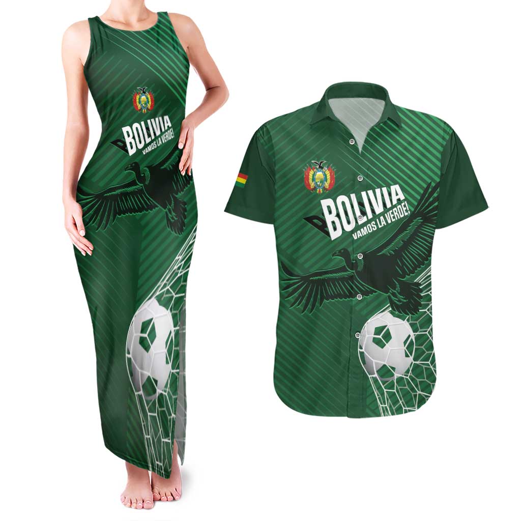 Custom Bolivia Football Couples Matching Tank Maxi Dress and Hawaiian Shirt Vamos La Verde - Wonder Print Shop
