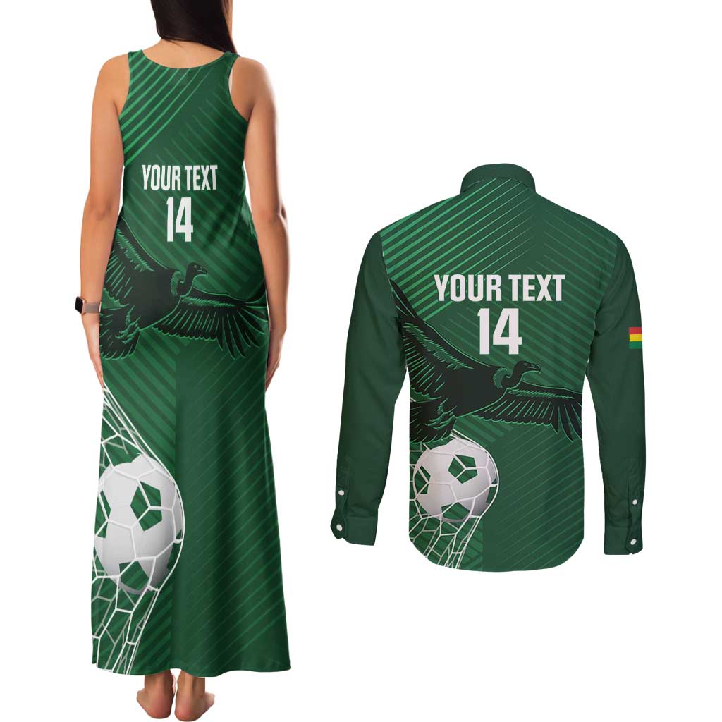 Custom Bolivia Football Couples Matching Tank Maxi Dress and Long Sleeve Button Shirt Vamos La Verde - Wonder Print Shop