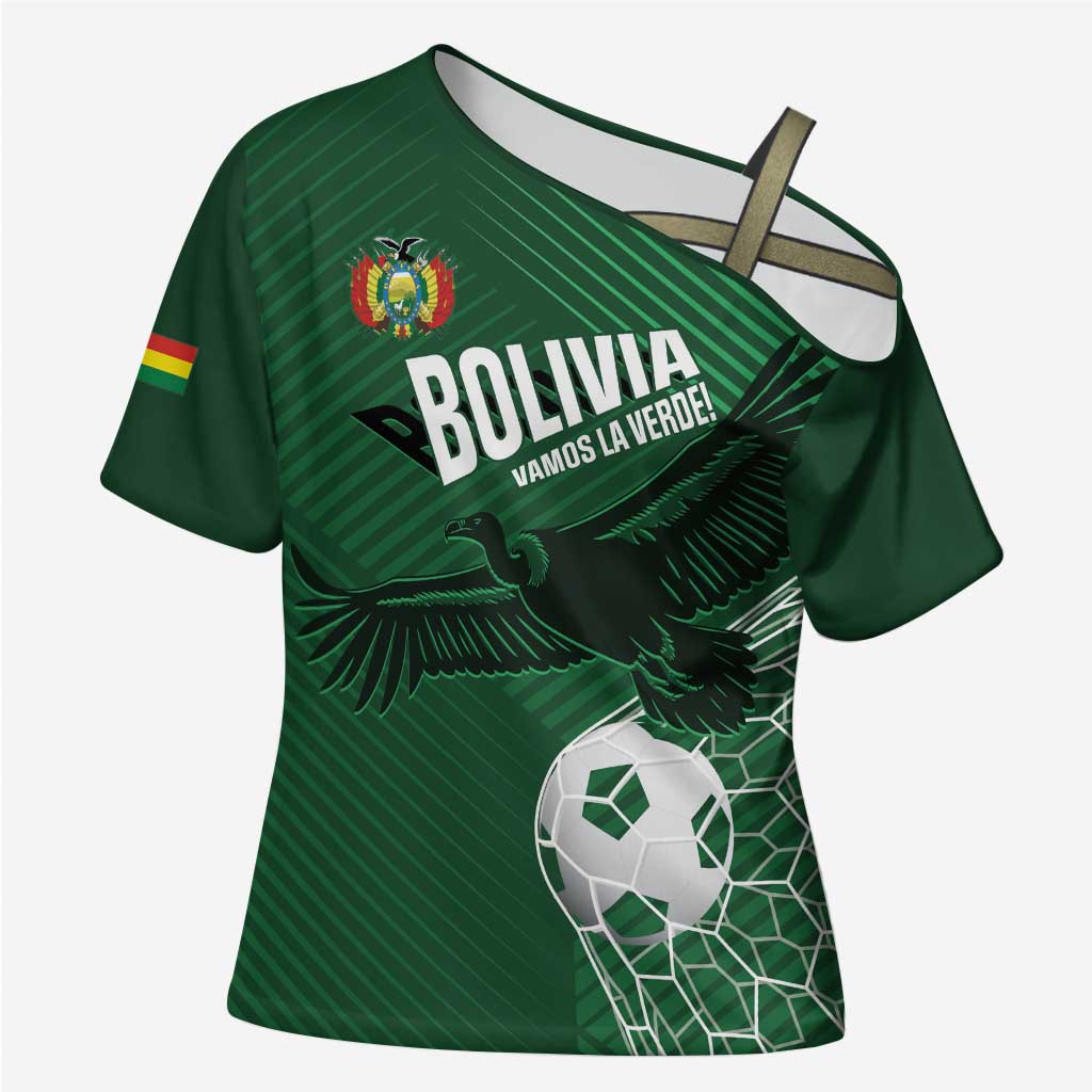 Custom Bolivia Football Cross Shoulder Shirt Vamos La Verde - Wonder Print Shop