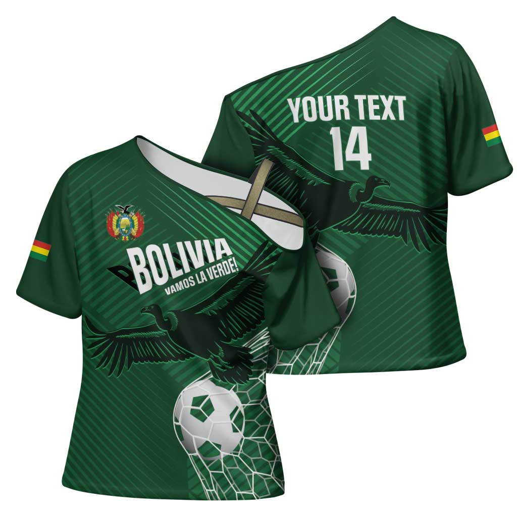 Custom Bolivia Football Cross Shoulder Shirt Vamos La Verde - Wonder Print Shop