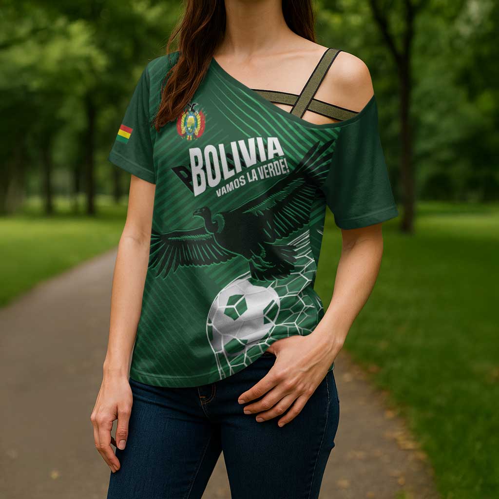 Custom Bolivia Football Cross Shoulder Shirt Vamos La Verde - Wonder Print Shop