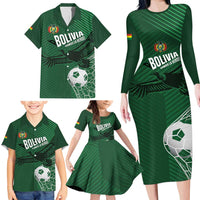 Custom Bolivia Football Family Matching Long Sleeve Bodycon Dress and Hawaiian Shirt Vamos La Verde - Wonder Print Shop
