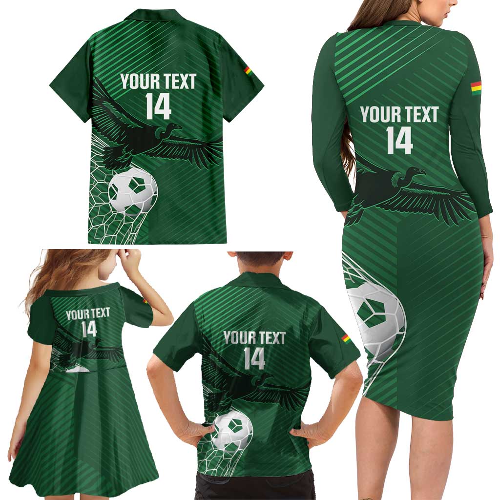Custom Bolivia Football Family Matching Long Sleeve Bodycon Dress and Hawaiian Shirt Vamos La Verde - Wonder Print Shop