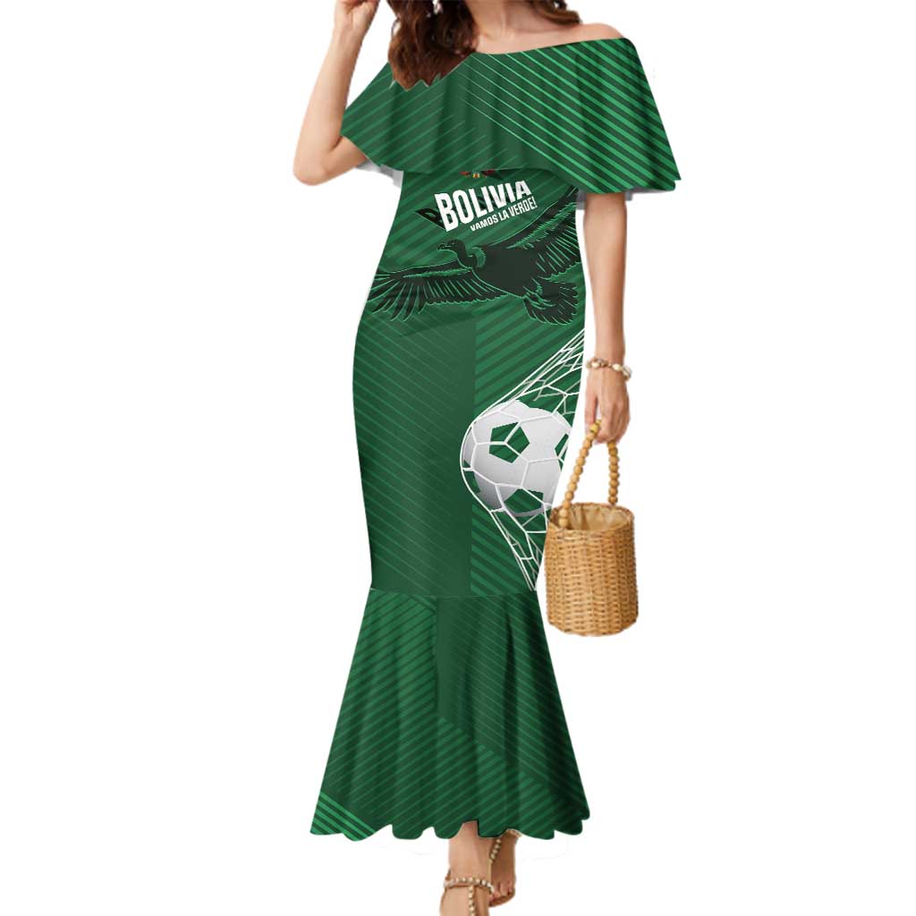 Custom Bolivia Football Family Matching Mermaid Dress and Hawaiian Shirt Vamos La Verde - Wonder Print Shop