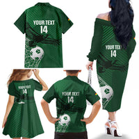 Custom Bolivia Football Family Matching Off The Shoulder Long Sleeve Dress and Hawaiian Shirt Vamos La Verde - Wonder Print Shop