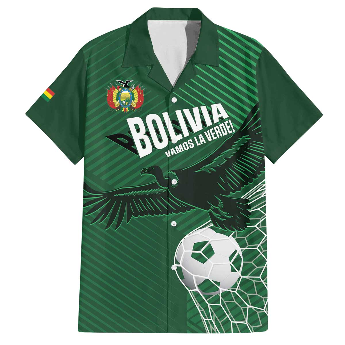 Custom Bolivia Football Family Matching Off The Shoulder Long Sleeve Dress and Hawaiian Shirt Vamos La Verde - Wonder Print Shop