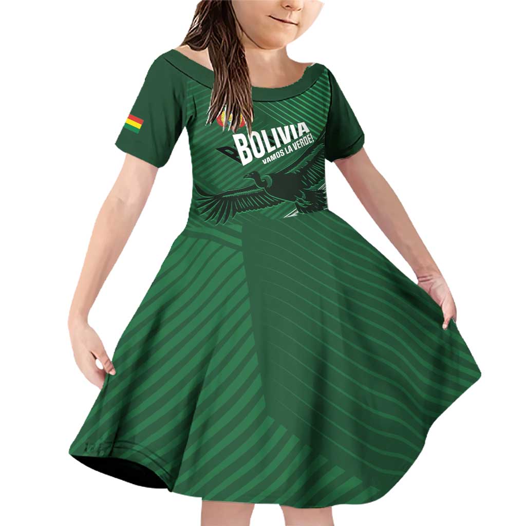 Custom Bolivia Football Family Matching Off Shoulder Short Dress and Hawaiian Shirt Vamos La Verde - Wonder Print Shop