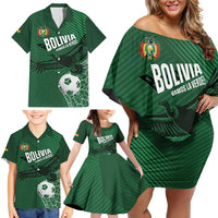 Custom Bolivia Football Family Matching Off Shoulder Short Dress and Hawaiian Shirt Vamos La Verde - Wonder Print Shop