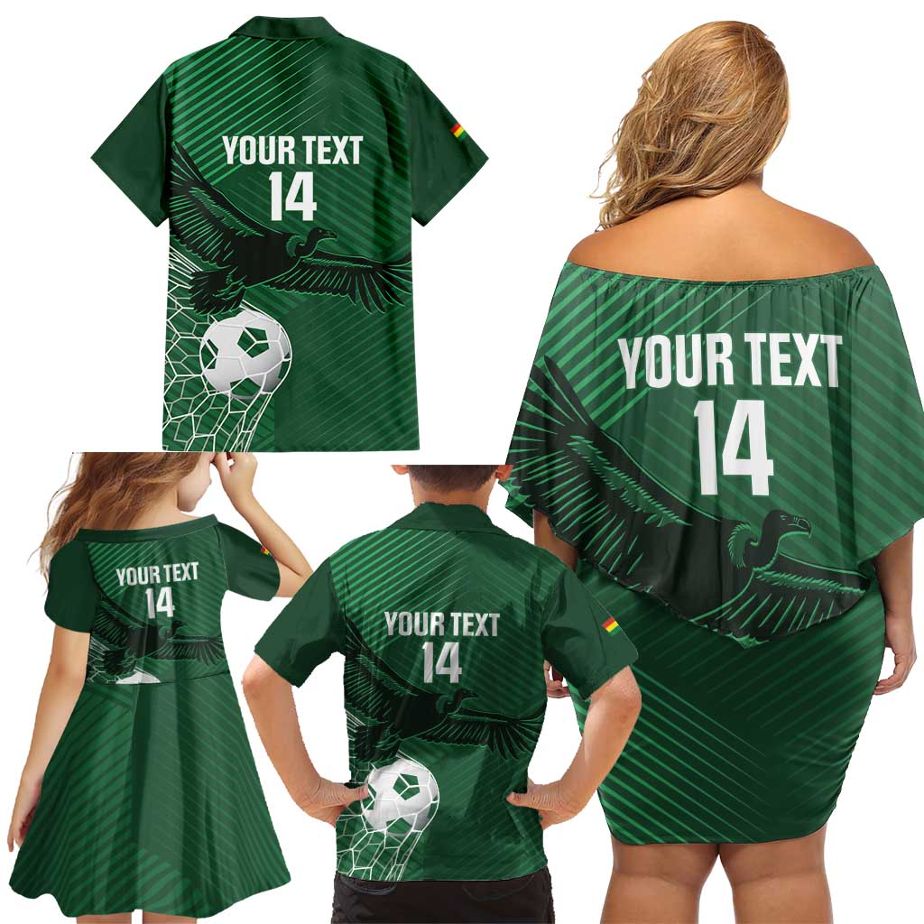 Custom Bolivia Football Family Matching Off Shoulder Short Dress and Hawaiian Shirt Vamos La Verde - Wonder Print Shop