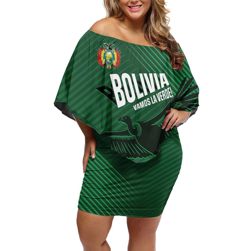 Custom Bolivia Football Family Matching Off Shoulder Short Dress and Hawaiian Shirt Vamos La Verde - Wonder Print Shop