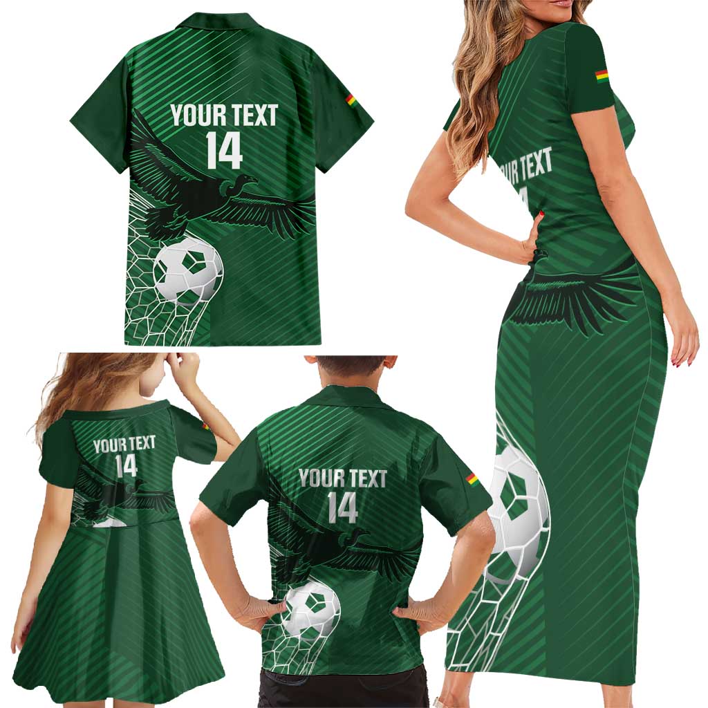 Custom Bolivia Football Family Matching Short Sleeve Bodycon Dress and Hawaiian Shirt Vamos La Verde - Wonder Print Shop