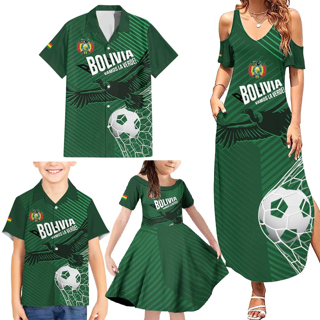 Custom Bolivia Football Family Matching Summer Maxi Dress and Hawaiian Shirt Vamos La Verde - Wonder Print Shop
