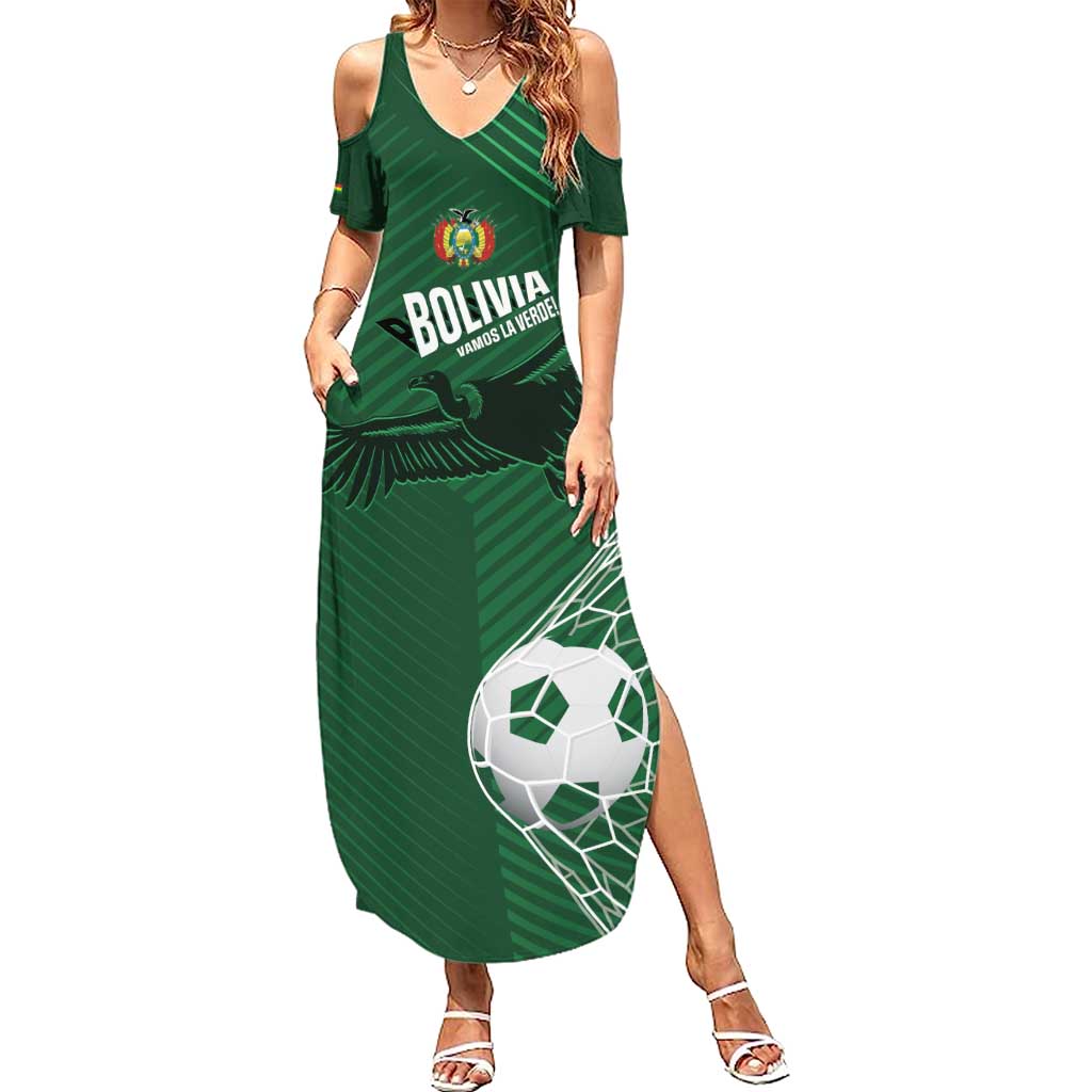 Custom Bolivia Football Family Matching Summer Maxi Dress and Hawaiian Shirt Vamos La Verde - Wonder Print Shop