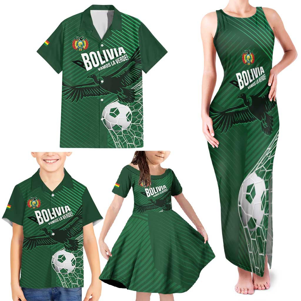 Custom Bolivia Football Family Matching Tank Maxi Dress and Hawaiian Shirt Vamos La Verde - Wonder Print Shop