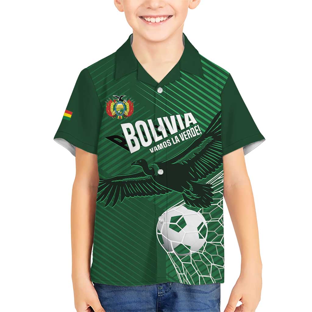 Custom Bolivia Football Kid Hawaiian Shirt Vamos La Verde - Wonder Print Shop