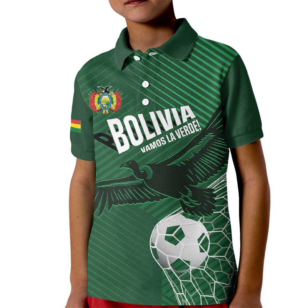 Custom Bolivia Football Kid Polo Shirt Vamos La Verde - Wonder Print Shop