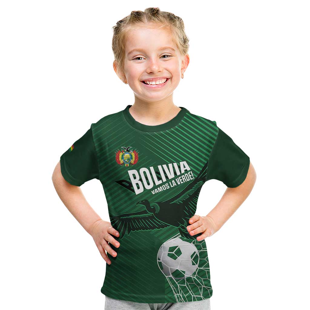 Custom Bolivia Football Kid T Shirt Vamos La Verde - Wonder Print Shop