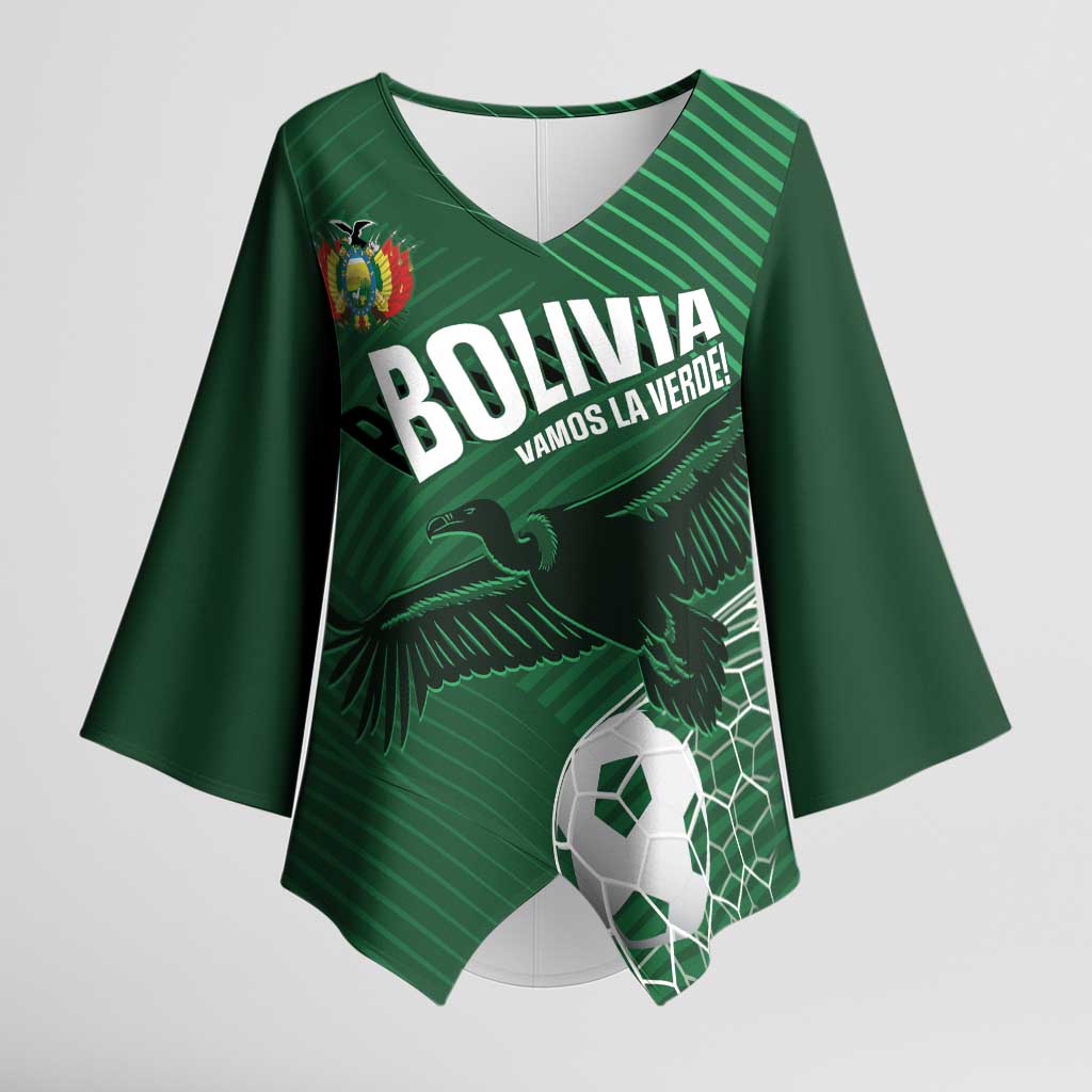 Custom Bolivia Football Kimono Sleeve Blouse Vamos La Verde - Wonder Print Shop