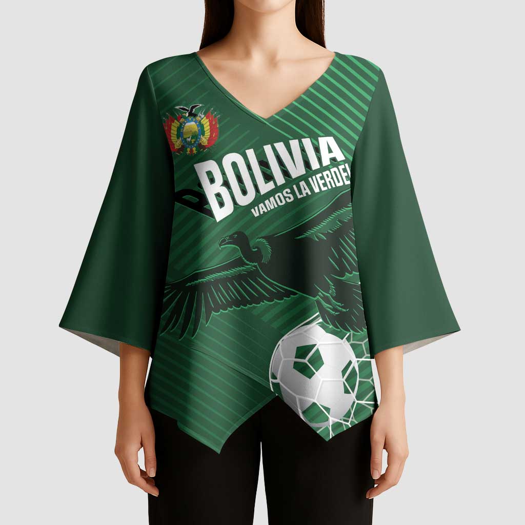 Custom Bolivia Football Kimono Sleeve Blouse Vamos La Verde - Wonder Print Shop