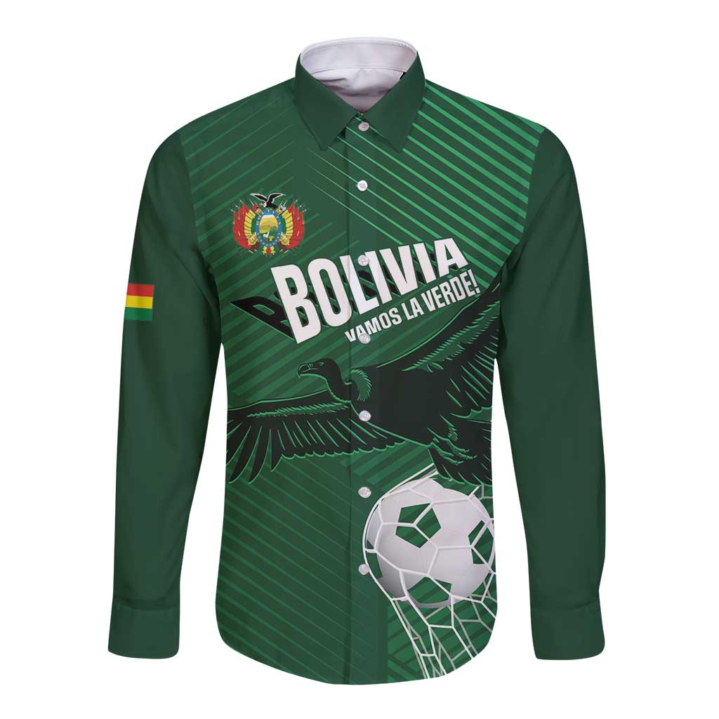 Custom Bolivia Football Long Sleeve Button Shirt Vamos La Verde - Wonder Print Shop