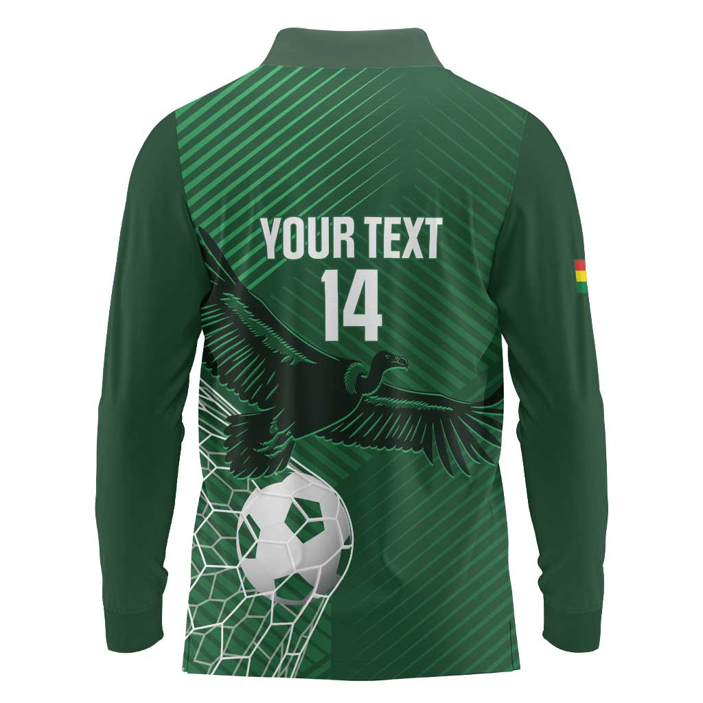 Custom Bolivia Football Long Sleeve Polo Shirt Vamos La Verde - Wonder Print Shop