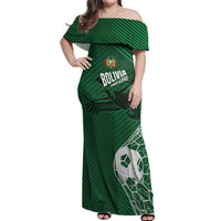 Custom Bolivia Football Off Shoulder Maxi Dress Vamos La Verde - Wonder Print Shop