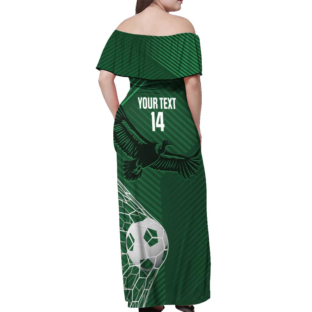 Custom Bolivia Football Off Shoulder Maxi Dress Vamos La Verde - Wonder Print Shop