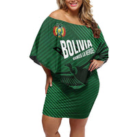 Custom Bolivia Football Off Shoulder Short Dress Vamos La Verde - Wonder Print Shop