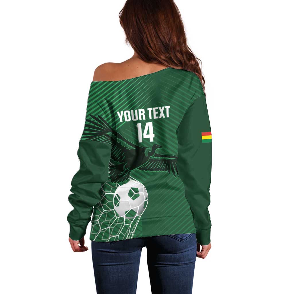 Custom Bolivia Football Off Shoulder Sweater Vamos La Verde - Wonder Print Shop