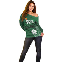 Custom Bolivia Football Off Shoulder Sweater Vamos La Verde - Wonder Print Shop