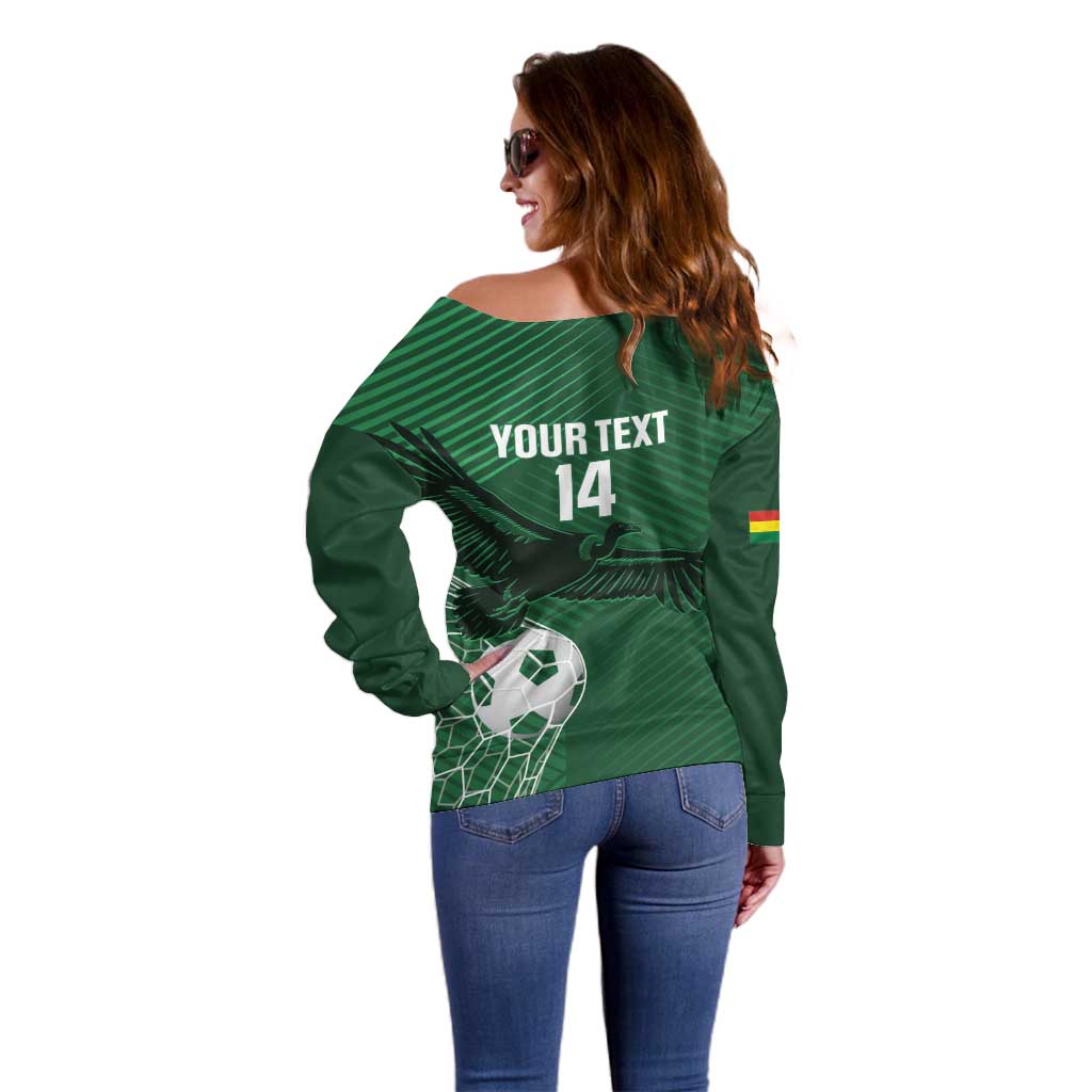 Custom Bolivia Football Off Shoulder Sweater Vamos La Verde - Wonder Print Shop
