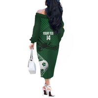 Custom Bolivia Football Off The Shoulder Long Sleeve Dress Vamos La Verde - Wonder Print Shop