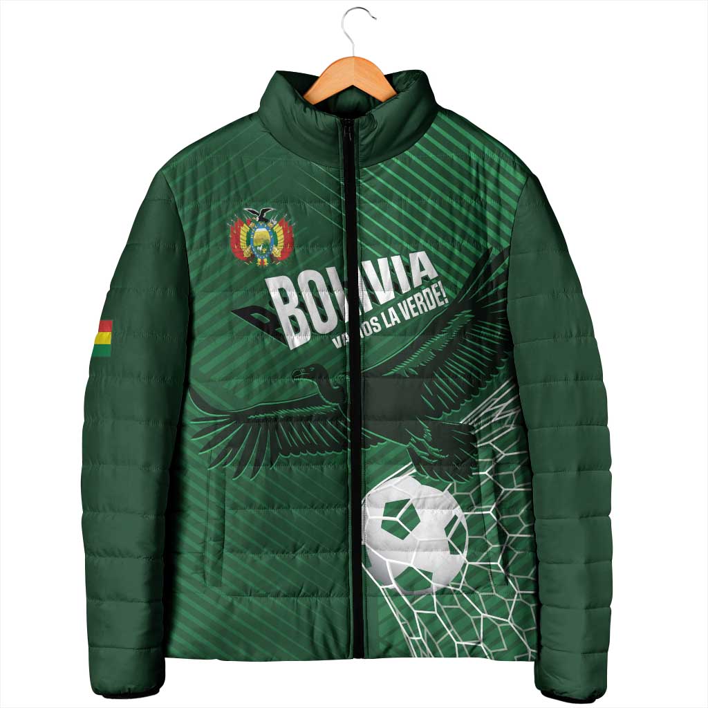 Custom Bolivia Football Padded Jacket Vamos La Verde - Wonder Print Shop
