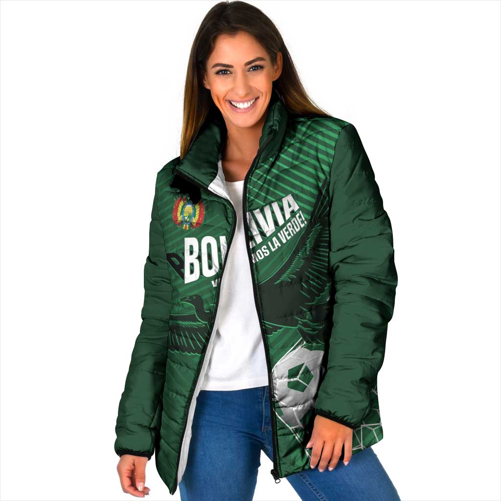 Custom Bolivia Football Padded Jacket Vamos La Verde - Wonder Print Shop
