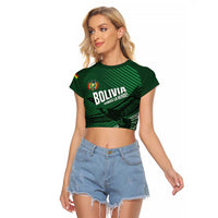 Custom Bolivia Football Raglan Cropped T Shirt Vamos La Verde - Wonder Print Shop