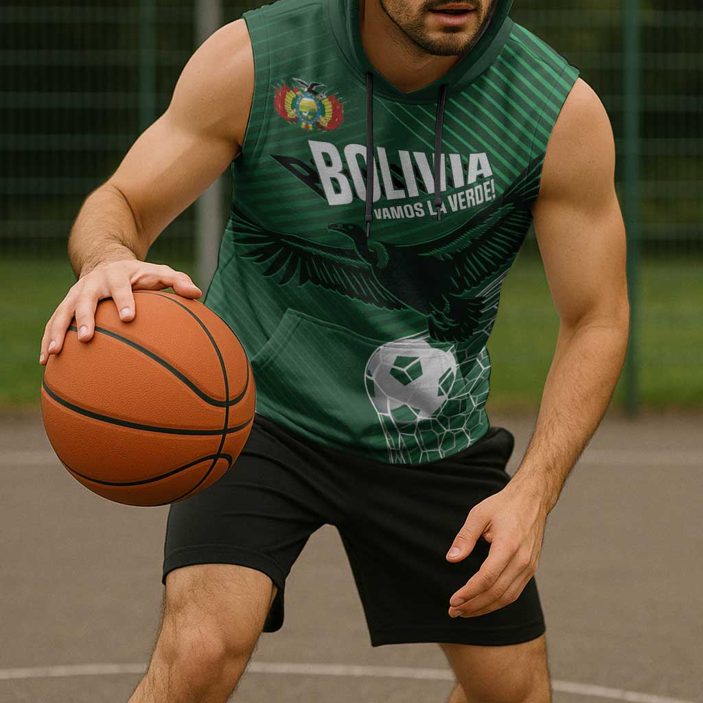 Custom Bolivia Football Sleeveless Hoodie Vamos La Verde - Wonder Print Shop