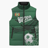 Custom Bolivia Football Sleeveless Puffer Jacket Vamos La Verde - Wonder Print Shop