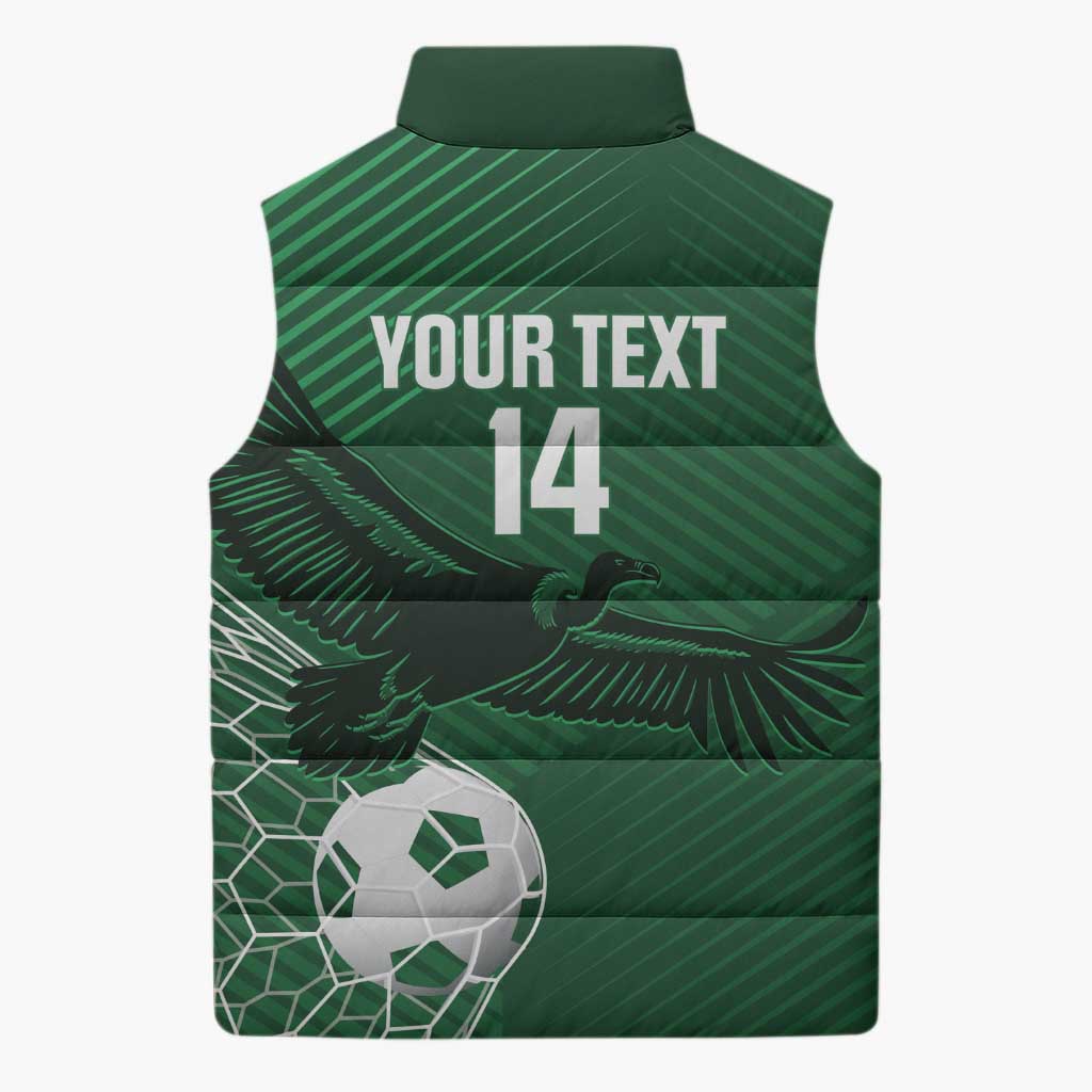 Custom Bolivia Football Sleeveless Puffer Jacket Vamos La Verde - Wonder Print Shop