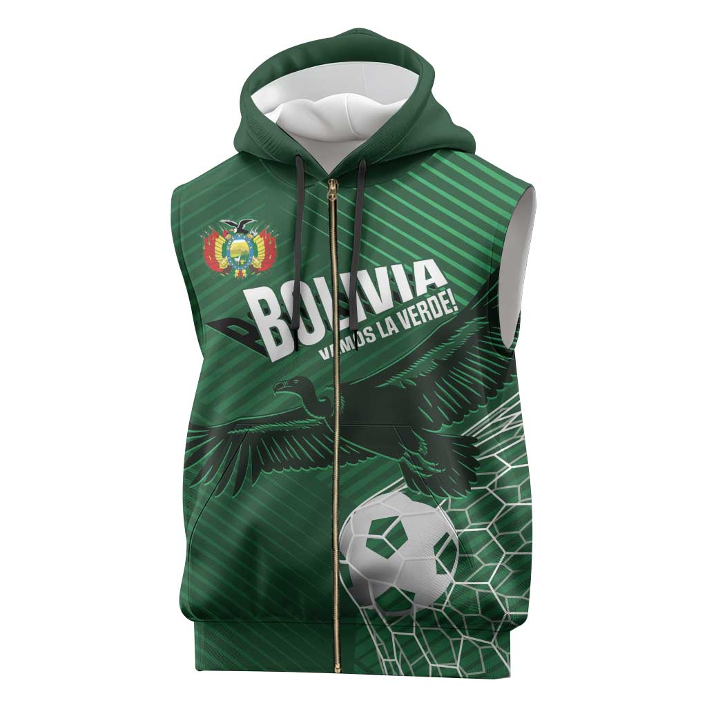 Custom Bolivia Football Sleeveless Zip Hoodie Vamos La Verde - Wonder Print Shop