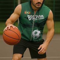 Custom Bolivia Football Sleeveless Zip Hoodie Vamos La Verde - Wonder Print Shop