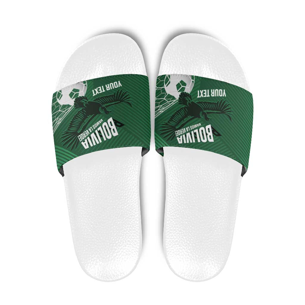 Custom Bolivia Football Slide Sandals Vamos La Verde - Wonder Print Shop