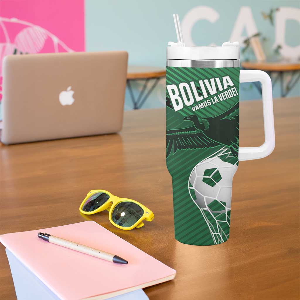 Custom Bolivia Football Tumbler With Handle Vamos La Verde - Wonder Print Shop